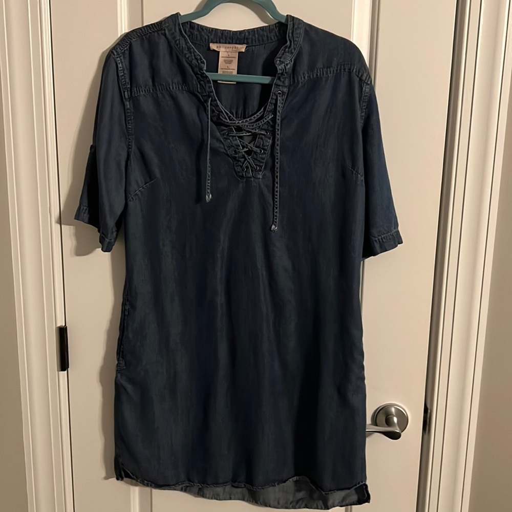 Philosophy women’s denim dress. Size Large.
